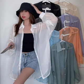 Áo Sơ Mi Bigsize Voan Dài Tay Khoác Ngoài Đi Biển Phom Rộng Mỏng Đi Du Lịch SM Voan