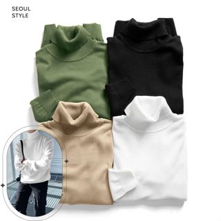 Áo len cổ lọ dài tay, chất dệt kim cao cấp, mềm mịn, giữ ấm tốt ,phom dáng trẻ trung - SEOUL