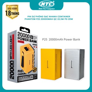 Dự phòng sạc nhanh iTáo 15 PHANTOM P25 20000mah Container - hỗ trợ QC 22.5W và PD 20W (3 màu)