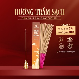 Hương trầm sạch, ít khói THIÊN MỘC HƯƠNG nhang nhị phẩm không cuốn tàn hộp 80-100 nén dài 30 cm