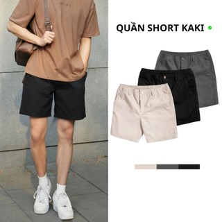 Quần short kaki nam mantoni form đùi cộc cạp chun vải kaki co giãn mềm mại