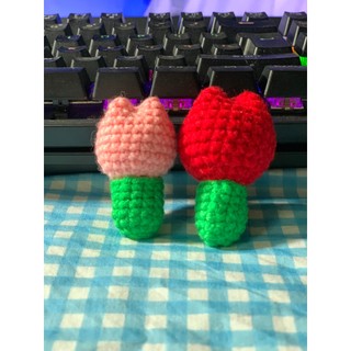 Móc khoá hoa tulip bằng len mini nhiều màu