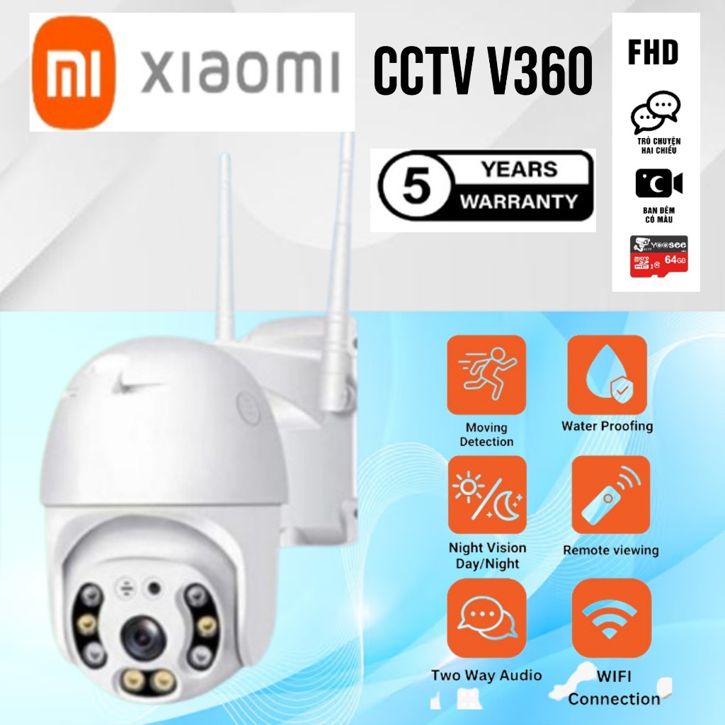 Camera An Ninh CCTV V360 Độ 1080P FHD WiFi IP-IP66 Vis IR Chống Nước / CCTV Security Camera 360 Degree 1080P