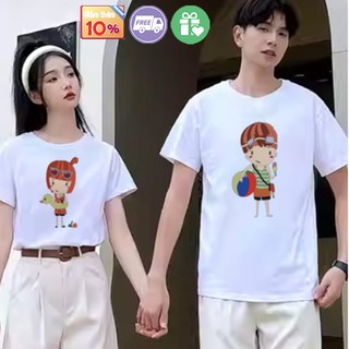 Set đồ nữ đồ dễ thương tặng người yêu áo thun cặp đôi nam nữ tình nhân in hình chibi -ad1395