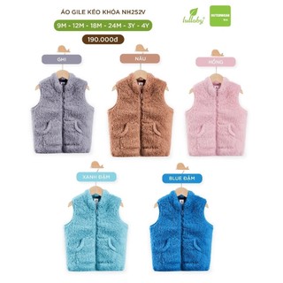  LULLABY - Áo Gile lông kéo khoá bé trai/bé gái (12m-5y) NH252V