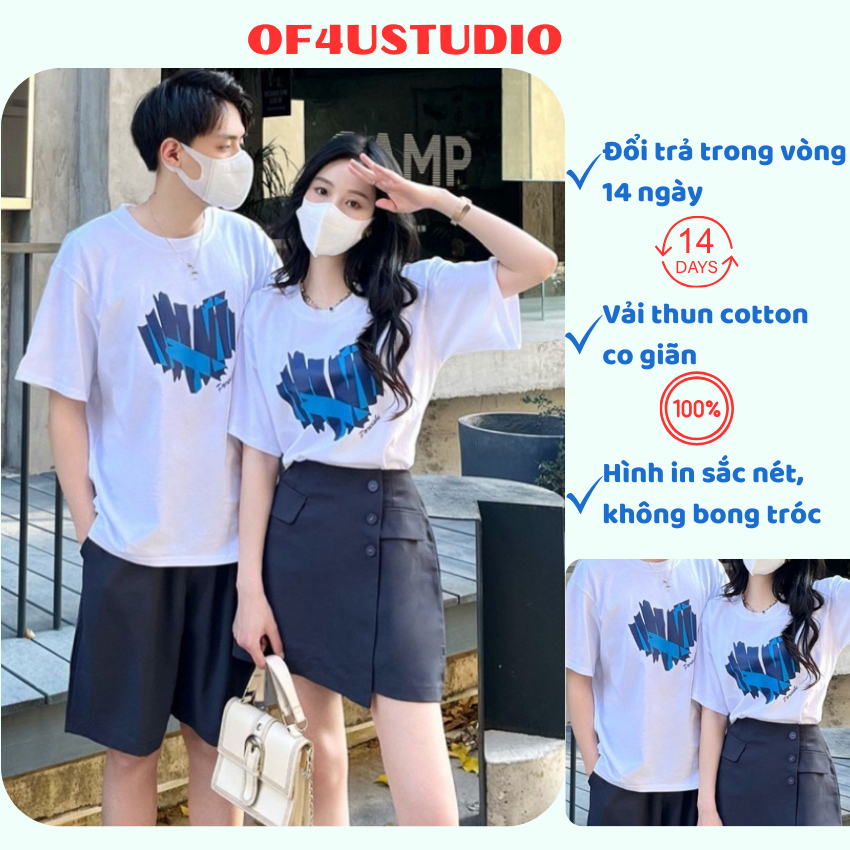Áo thun unisex nam nữ local brand basic tee phông Form rộng Unisex Tay Lỡ Vải Cotton 100% F17 Tim XANH DƯƠNG | BigBuy360 - bigbuy360.vn