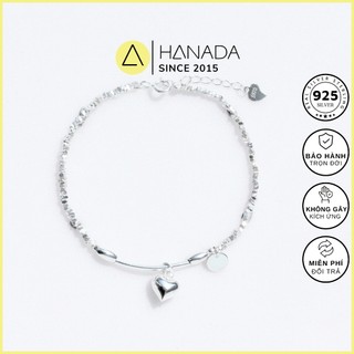 Lắc tay bạc 925 bi long lanh phối charm tim phồng cách điệu dễ thương hanada 1195 g11
