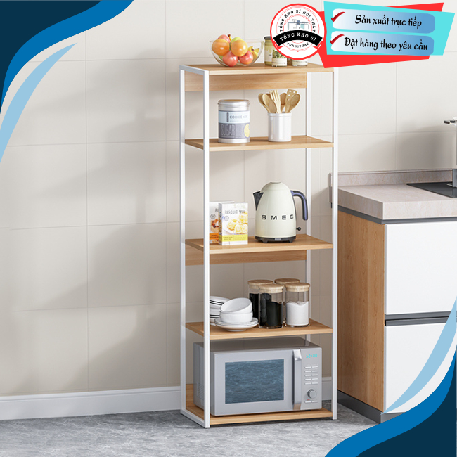 Kệ bếp đa năng KLVS , kệ để lò vi sóng 3 4 5 tầng khung sắt mặt gỗ chắc chắn đa năng tiết kiệm diện tích | BigBuy360 - bigbuy360.vn