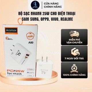Củ sạc điện thoại 25W AR AROMAX, hỗ trợ sạc nhanh cho các dòng điện thoại, cổng USB- C, USB- L, C-C, C-L