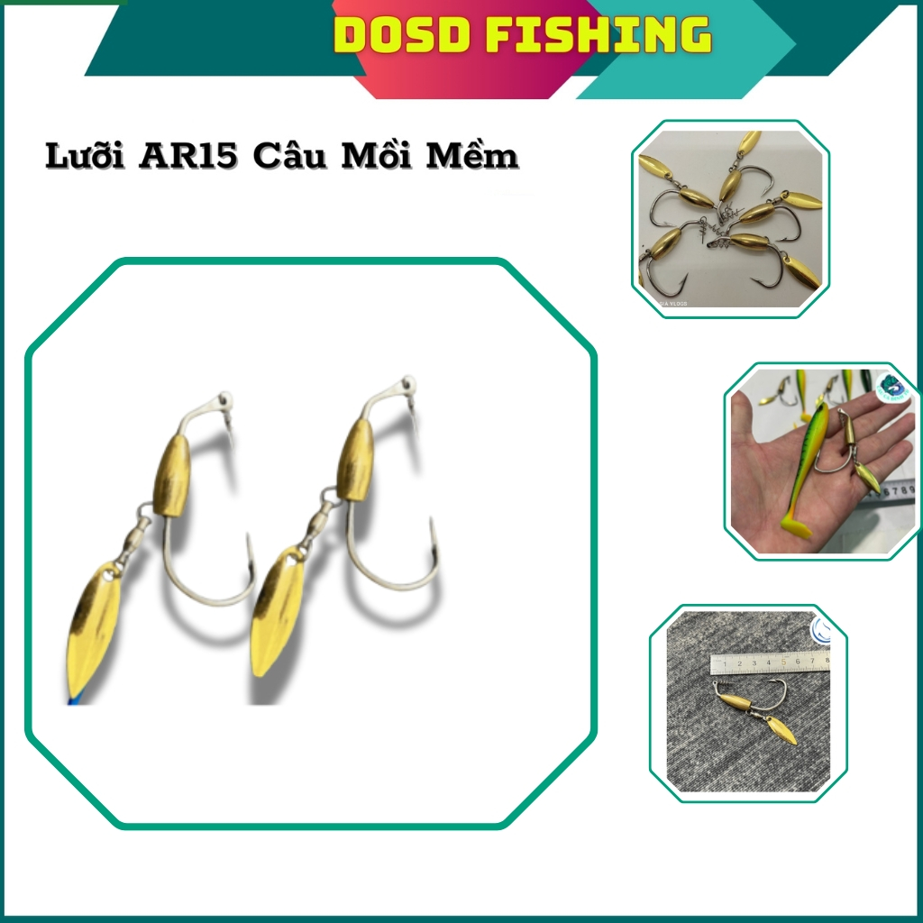 Lưỡi câu cá Mồi Mềm AR15 4cm & 5cm Thủ Công Bằng Thép Không Gỉ Chì Đồng Câu Cá Lóc, Lưỡi Câu Cá Lóc,