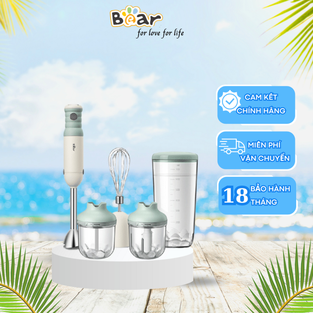 Máy Xay Cầm Tay Bear JBQ-B50E1, Máy xay đa năng Inox 304 Chống Gỉ, 500W, Chống Tiếng Ồn - Công ty TN