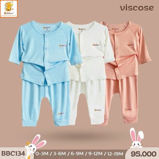 Bộ sơ sinh cài giữa tay dài Babiboo vải visco siêu mềm mại cho bé