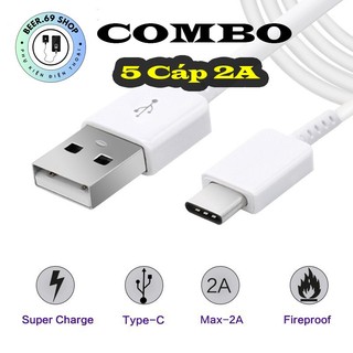 COMBO 5 Cáp sạc 2A USB Type - C, USB - Micro, USB - lighting dài 1M tiện lợi - hỗ trợ sạc nhanh Beer.69_shop