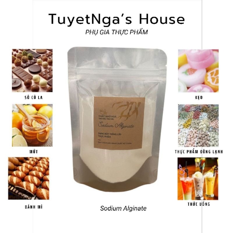 500/1kg Sodium Alginate (natri alginate)cấp thực phẩm tạo đặc-tạo gel