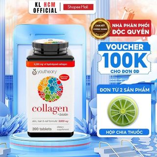 Viên uống bổ sung Collagen Kirkland Signature của Mỹ - Youtheory Collagen + Biotin 6000mg 390 Tablets