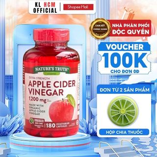 Viên giảm cân hữ cơ Apple Cider Vinegar 1200mg 180 viên Kirkland Signature giảm cân tự nhiên, không gây hại tới sức khỏe