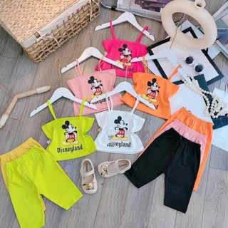   HOT  BỘ HAI DÂY MICKEY DISNEYLAND QUẦN LỬNG SIÊU CƯNG CHẤT COTTON MỀM MÁT CHO BÉ YÊU 7-24KG. VIDEO THẬT. XƯỞNG MAY BIBO 