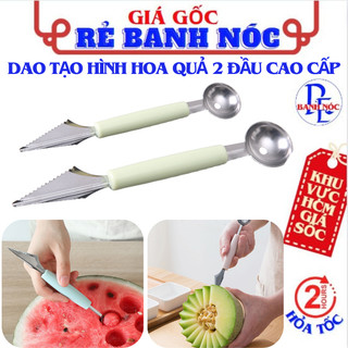 Thìa Tạo Hình Hoa Quả 2 Đầu - Dao Tỉa Hoa Quả 2in1 Kèm Muỗng Múc Kem Bằng Thép Không Gỉ Cao Cấp