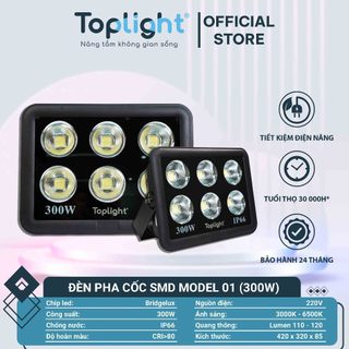 Đèn pha cốc chiếu xa Toplight SMD Model 01 công suất 300W-500W
