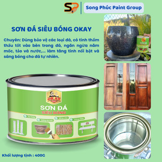 Sơn đá siêu bóng okay sơn bảo vệ đá, sơn bóng bề mặt, sơn giả đá, sơn giả gỗ trên đá