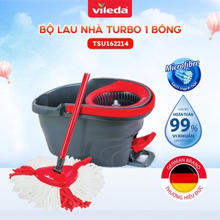 [162214] Bộ lau nhà thông minh 360 độ VILEDA Turbo Easy Wring&Clean đầu lau tam giác, xô giặt quay bằng chân