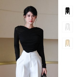 Bodysuit nữ diag net long sleeves, chất vải thun giấy thoải mái, wbs007, somehow