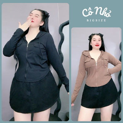 Áo Khoác Ngoài Bigsize Cô Nhỏ Dễ Phối Đồ Có Nón Rộng Dãi Cách Điệu Vải Thun Gân G18