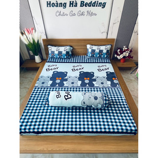 Bộ ga thun hàn quốc 4 món GẤU BEAR 3 MÀU (áo ôm cột dây)