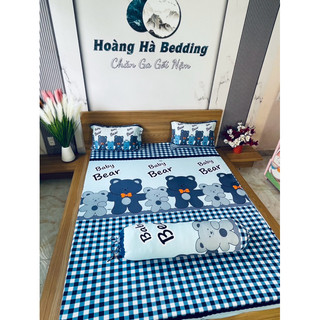 Bộ ga thun hàn quốc 4 món GẤU BEAR 3 MÀU (áo ôm cột dây)