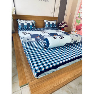 Bộ ga thun hàn quốc 4 món GẤU BEAR 3 MÀU (áo ôm cột dây)
