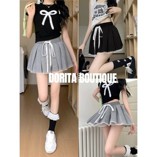 Chân váy nỉ xếp ly viền ren siêu xinh hàn quốc dorita boutique