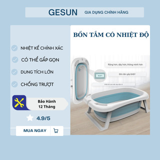 Bồn Tắm Cho Bé Gấp Gọn Có Nhiệt Kế An Toàn Có Vân Chống Trượt Chỗ Để Vòi Tắm TIện Lợi