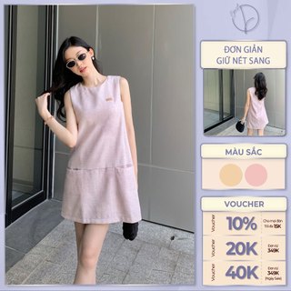 Đầm suông dáng ngắn cổ tròn túi dọc ChicLy Design váy suông chất vải tweed cao cấp - VN758
