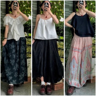 Áo hai dây babydoll, áo kiểu cổ tròn vintage