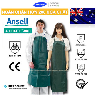 Combo tạp dề hóa chất safemall microchem 4000-212 4 lớp ngăn chặn hơn 200 hóa chất, ngăn thấm tối đa