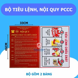 Bảng tiêu lệnh, nội quy phòng cháy chữa cháy, chất liệu tôn thiếc, bộ gồm 2 bảng