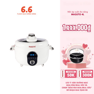 Nồi áp suất lẩu điện 2in1 đa năng 4L Masuto MSPC04 2 lòng nồi 10 chức năng an toàn  dung tích 4L công suất 1300W
