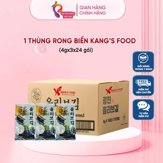  Thùng 72 gói rong biển ăn liền nhập khẩu Hàn Quốc 3 vị oliu trà xanh  truyền thống rong biển 5g x 3 