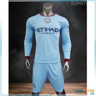 Quần Áo Man City Xanh Dài Tay - Áo Bóng Đá Tay Dài Thun Lạnh Cao Cấp