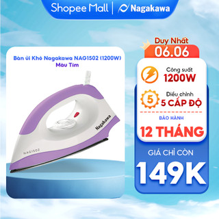 Bàn Là Ủi Quần Áo NAGAKAWA NAG1502 Công Suất 1200w Đế Chống Dính Cao Cấp Cảm Biến Nhiệt An Toàn Bảo Hành 12 Tháng