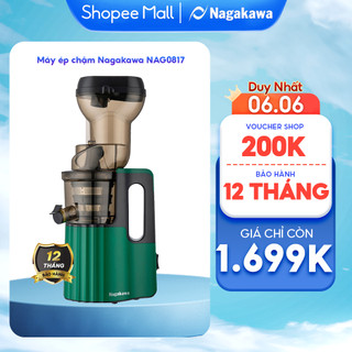 Máy ép chậm Nagakawa NAG0817 (300ml-150W) - Tích hợp xay sinh tố và kem hoa quả - Bảo hành 12 tháng