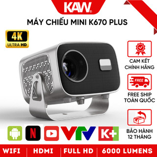 Máy Chiếu Mini Cao Cấp 4K K670 Plus Mới Nhất 2024 Chính Hãng KAW, Bảo Hành 12 Tháng, Lỗi 1 Đổi 1