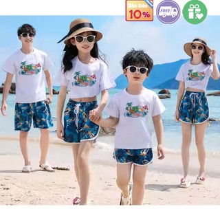 Áo phông đồng phục gia đình set cặp đồ đôi mẹ và bé đồng phục áo thun gia đình đi chơi du lịch biển -db537