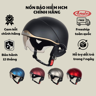 Mũ bảo hiểm 1/2 đầu Andes 139 có kính âm đi xe máy cho nam và nữ