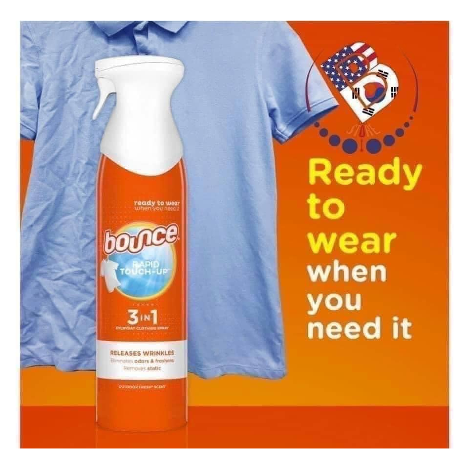 (Chính Hãng) MỘT Chai xịt phẳng và Thơm Quần Áo Bounce 3in1--Mỹ