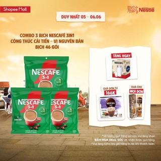  Combo 3 Bịch NESCAFÉ 3IN1 Công thức cải tiến - VỊ RANG ĐẬM Bịch 46 gói
