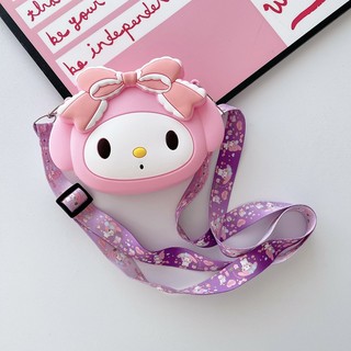 Túi đeo chéo cho bé silicon KUROMI Sanrio dễ thương cá tính mẫu siêu hot 2024 quà tặng cho bé mần non, tiểu học