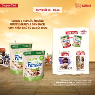  Combo 2 Ngũ cốc ăn sáng Fitnesse Granola Diêm Mạch, Hạnh Nhân & Sô Cô La (gói 300g)