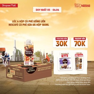 Lốc 6 cà phê uống liền Nescafé® cà phê sữa đá (hộp 180ml)