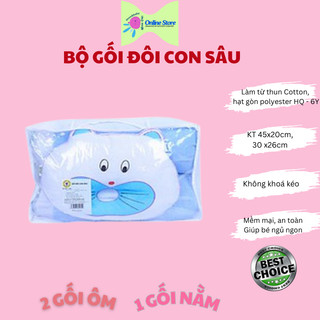 Bộ Gối Đôi Cho Bé BabyTop Hình Con Sâu - Hàng Việt Nam Chất Lượng (2 gối ôm + 1 gối nằm)